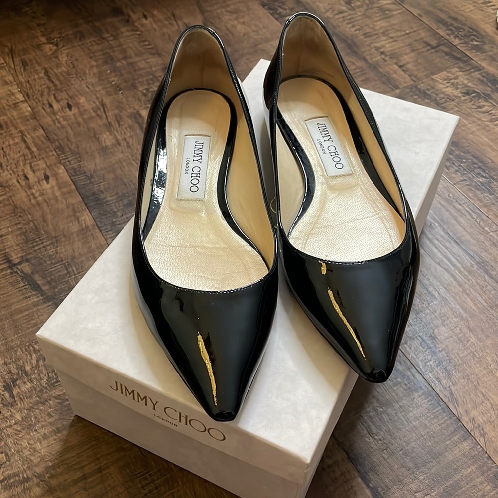Jimmy Choo Black Patent Leather Flats